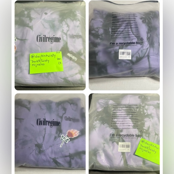 BNWT CIVIL REGIME BLACK ROSE HOODIE LAVENDER DREAM WASH LRG MENS UNISEX HOODIE - Picture 7 of 16